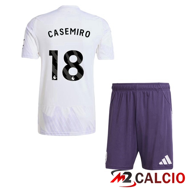 Maglie Calcio Personalizzate,Tute Calcio Squadre,Maglia Nazionale Italiana Calcio | Maglie Calcio Manchester United (CASEMIRO 18) Bambino Seconda Bianco 2025/2026