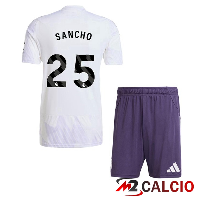 Maglie Calcio Personalizzate,Tute Calcio Squadre,Maglia Nazionale Italiana Calcio | Maglie Calcio Manchester United (SANCHO 25) Bambino Seconda Bianco 2025/2026