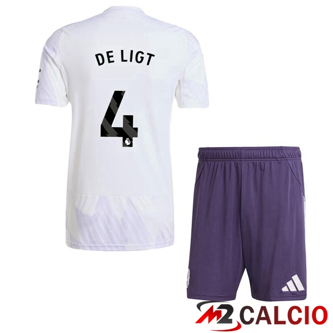 Maglie Calcio Personalizzate,Tute Calcio Squadre,Maglia Nazionale Italiana Calcio | Maglie Calcio Manchester United (DE LIGT 4) Bambino Seconda Bianco 2025/2026
