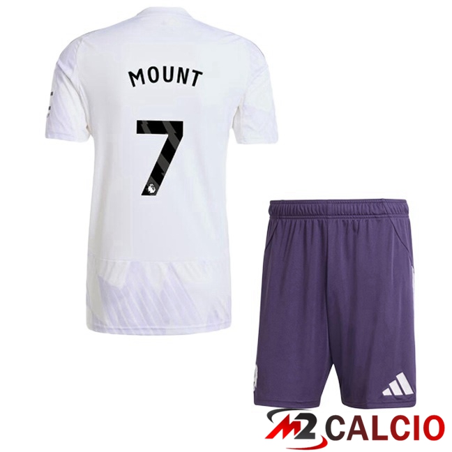 Maglie Calcio Personalizzate,Tute Calcio Squadre,Maglia Nazionale Italiana Calcio | Maglie Calcio Manchester United (MOUNT 7) Bambino Seconda Bianco 2025/2026