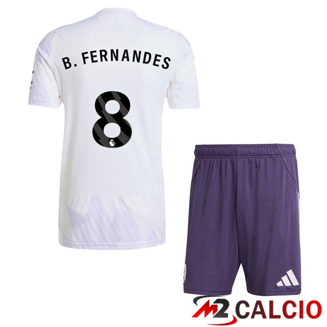 Maglie Calcio Personalizzate,Tute Calcio Squadre,Maglia Nazionale Italiana Calcio | Maglie Calcio Manchester United (B. FERNANDES 8) Bambino Seconda Bianco 2025/2026