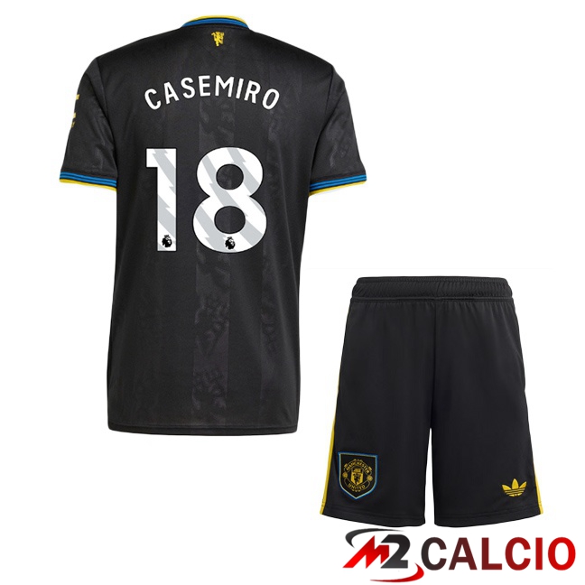 Maglie Calcio Personalizzate,Tute Calcio Squadre,Maglia Nazionale Italiana Calcio | Maglie Calcio Manchester United (CASEMIRO 18) Bambino Terza Nero 2025/2026
