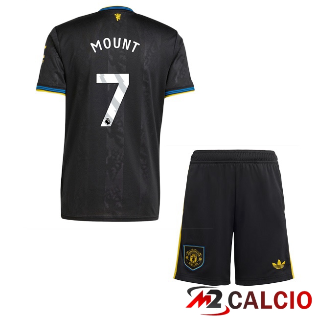 Maglie Calcio Personalizzate,Tute Calcio Squadre,Maglia Nazionale Italiana Calcio | Maglie Calcio Manchester United (MOUNT 7) Bambino Terza Nero 2025/2026
