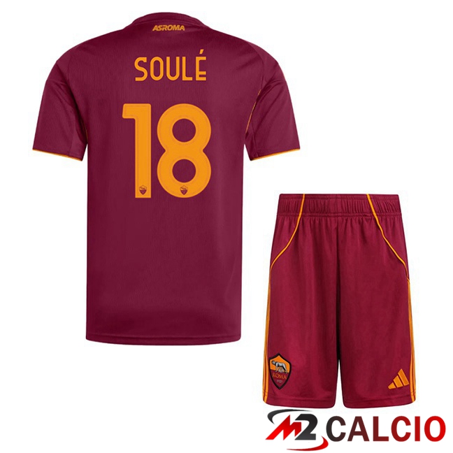 Maglie Calcio Personalizzate,Tute Calcio Squadre,Maglia Nazionale Italiana Calcio | Maglie Calcio AS Roma (SOULÉ 18) Bambino Prima Rosso 2025/2026 Maglie Calcio Personalizzate,Tute Calcio Squadre,Maglia Nazionale Italiana Calcio | Maglie Calcio AS Roma (SOULÉ 18) Bambino Prima Rosso 2025/2026