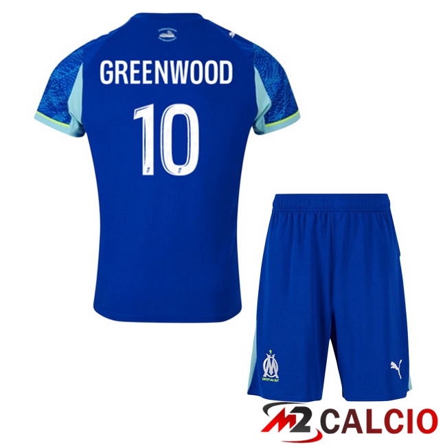 Maglie Calcio Personalizzate,Tute Calcio Squadre,Maglia Nazionale Italiana Calcio | Maglie Calcio Marsiglia OM (GREENWOOD 10) Bambino Terza Blu 2025/2026