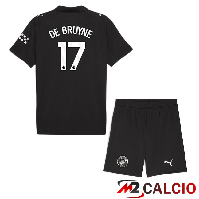 Maglie Calcio Personalizzate,Tute Calcio Squadre,Maglia Nazionale Italiana Calcio | Maglie Calcio Manchester City (Kevin De Bruyne 17) Bambino Seconda Nero 2025/2026