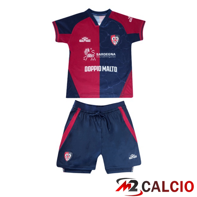 Maglie Calcio Cagliari Calcio Bambino Prima Blu Rosso 2025/2026