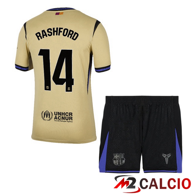 Maglie Calcio Personalizzate,Tute Calcio Squadre,Maglia Nazionale Italiana Calcio | Maglie Calcio FC Barcellona (RASHFORD 14) Bambino Seconda Giallo 2025/2026