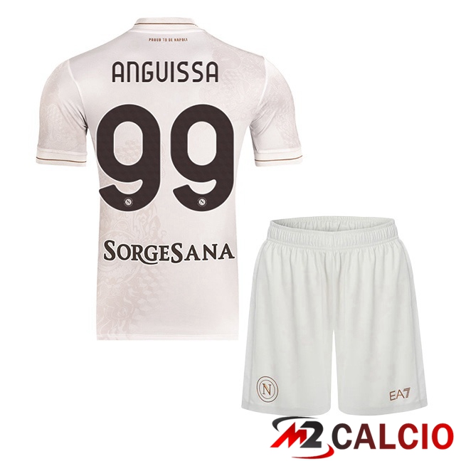 Maglie Calcio Personalizzate,Tute Calcio Squadre,Maglia Nazionale Italiana Calcio | Maglie Calcio SSC Napoli (André-Frank Anguissa 99) Bambino Seconda Bianco 2025/2026