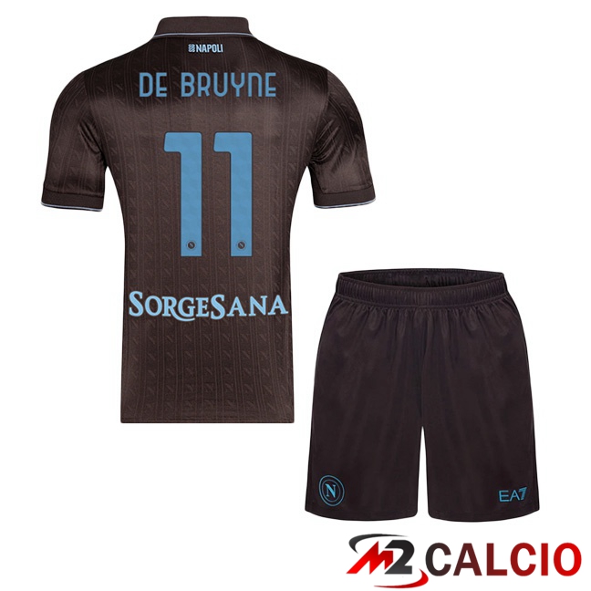 Maglie Calcio Personalizzate,Tute Calcio Squadre,Maglia Nazionale Italiana Calcio | Maglie Calcio SSC Napoli (Kevin De Bruyne 11) Bambino Terza Marrone 2025/2026