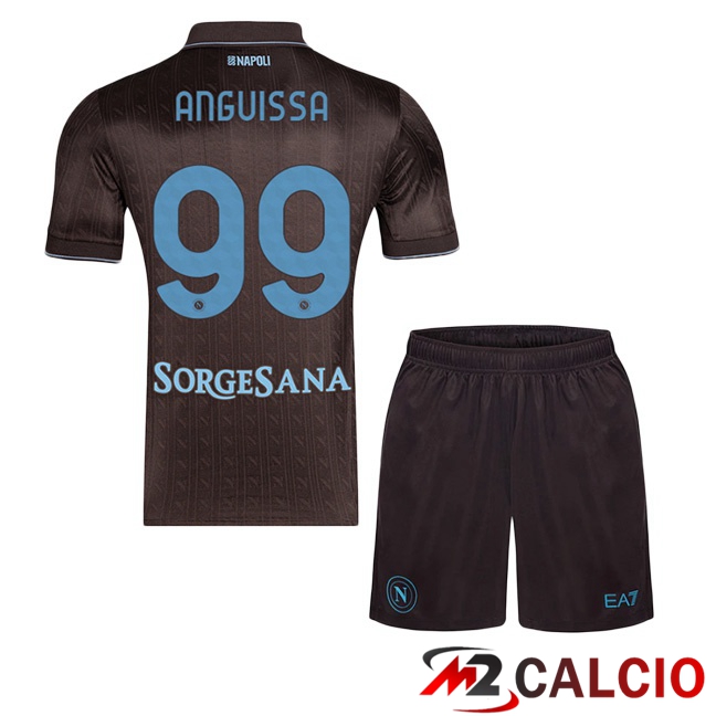 Maglie Calcio Personalizzate,Tute Calcio Squadre,Maglia Nazionale Italiana Calcio | Maglie Calcio SSC Napoli (André-Frank Anguissa 99) Bambino Terza Marrone 2025/2026