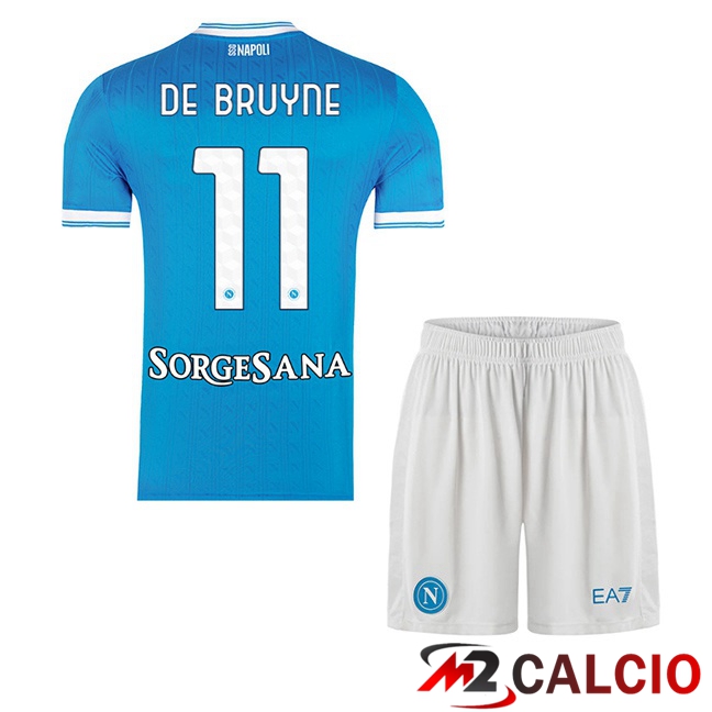 Maglie Calcio Personalizzate,Tute Calcio Squadre,Maglia Nazionale Italiana Calcio | Maglie Calcio SSC Napoli (Kevin De Bruyne 11) Bambino Prima Blu 2025/2026
