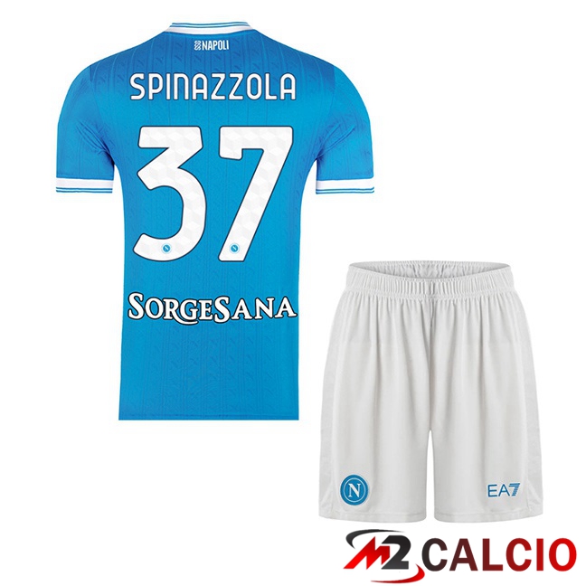 Maglie Calcio Personalizzate,Tute Calcio Squadre,Maglia Nazionale Italiana Calcio | Maglie Calcio SSC Napoli (Leonardo Spinazzola 37) Bambino Prima Blu 2025/2026