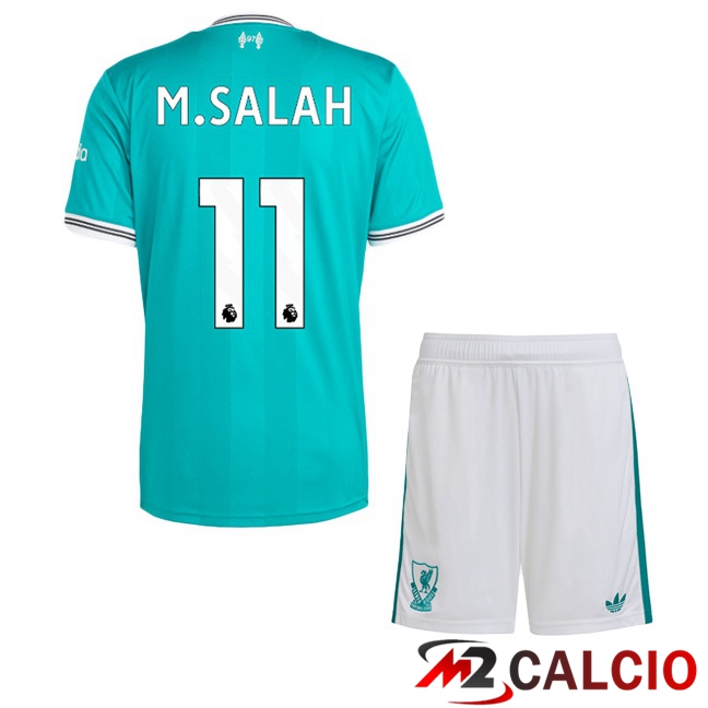 Maglie Calcio Personalizzate,Tute Calcio Squadre,Maglia Nazionale Italiana Calcio | Maglie Calcio FC Liverpool (M.SALAH 11) Bambino Terza Verde 2025/2026