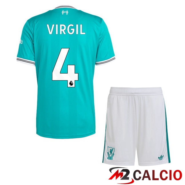 Maglie Calcio Personalizzate,Tute Calcio Squadre,Maglia Nazionale Italiana Calcio | Maglie Calcio FC Liverpool (VIRGIL 4) Bambino Terza Verde 2025/2026