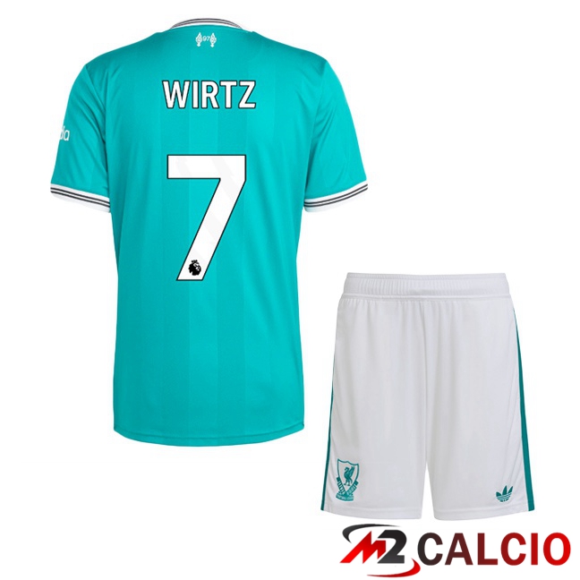 Maglie Calcio Personalizzate,Tute Calcio Squadre,Maglia Nazionale Italiana Calcio | Maglie Calcio FC Liverpool (WIRTZ 7) Bambino Terza Verde 2025/2026