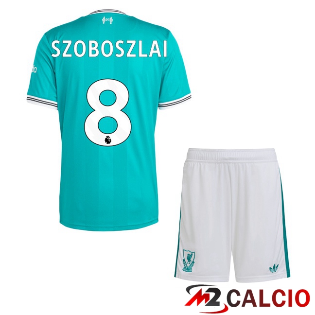 Maglie Calcio Personalizzate,Tute Calcio Squadre,Maglia Nazionale Italiana Calcio | Maglie Calcio FC Liverpool (SZOBOSZLAI 8) Bambino Terza Verde 2025/2026