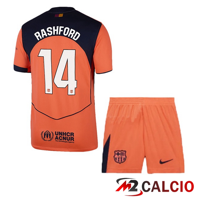 Maglie Calcio Personalizzate,Tute Calcio Squadre,Maglia Nazionale Italiana Calcio | Maglie Calcio FC Barcellona (RASHFORD 14) Bambino Terza Rosso 2025/2026