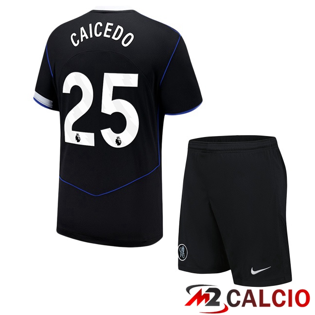 Maglie Calcio Personalizzate,Tute Calcio Squadre,Maglia Nazionale Italiana Calcio | Maglie Calcio FC Chelsea (Caicedo 25) Bambino Terza Nero 2025/2026