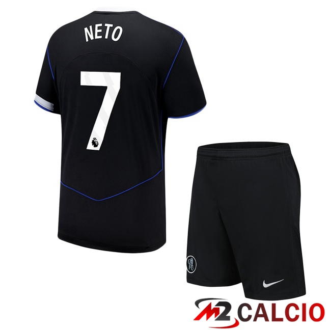 Maglie Calcio Personalizzate,Tute Calcio Squadre,Maglia Nazionale Italiana Calcio | Maglie Calcio FC Chelsea (Neto 7) Bambino Terza Nero 2025/2026