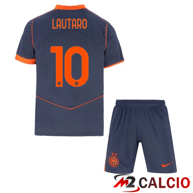Maglie Calcio Personalizzate,Tute Calcio Squadre,Maglia Nazionale Italiana Calcio | Maglie Calcio Inter Milan (LAUTARO 10) Bambino Terza Grigio 2025/2026