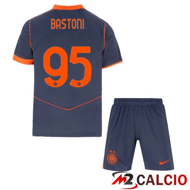 Maglie Calcio Personalizzate,Tute Calcio Squadre,Maglia Nazionale Italiana Calcio | Maglie Calcio Inter Milan (BASTONI 95) Bambino Terza Grigio 2025/2026