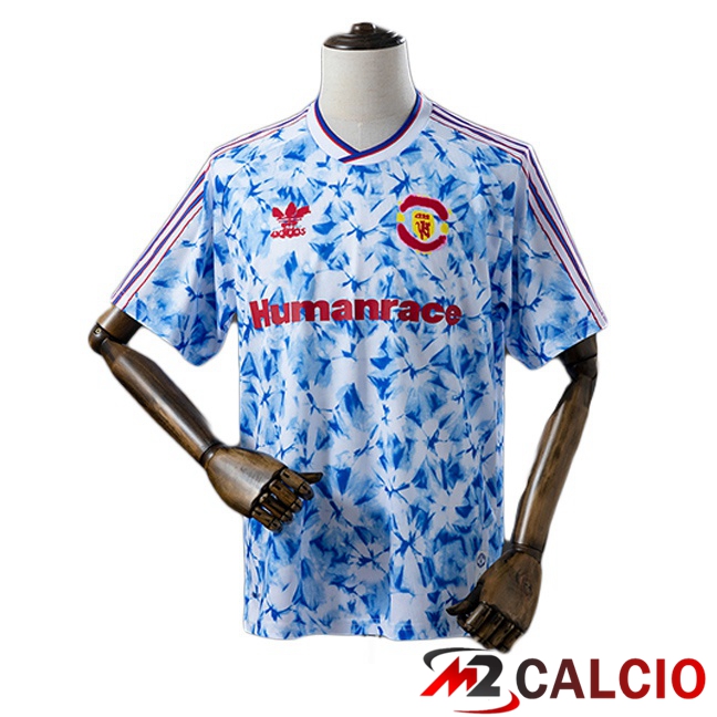 Maglie Calcio Manchester United Human Race Retro Edizione Speciale Blu Bianco 2020-2021