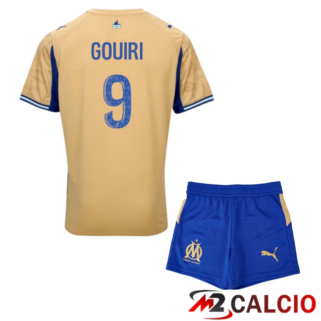 Maglie Calcio Personalizzate,Tute Calcio Squadre,Maglia Nazionale Italiana Calcio | Maglie Calcio Marsiglia OM (GOUIRI 9) Bambino Quarto Giallo 2025/2026