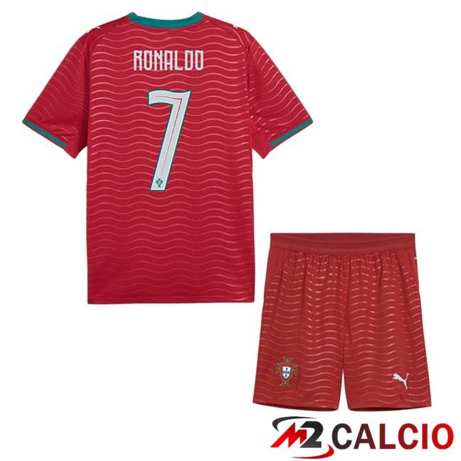 Maglie Calcio Personalizzate,Tute Calcio Squadre,Maglia Nazionale Italiana Calcio | Maglie Calcio Portogallo (RONALDO 7) Bambino Prima Rosso 2026/2027