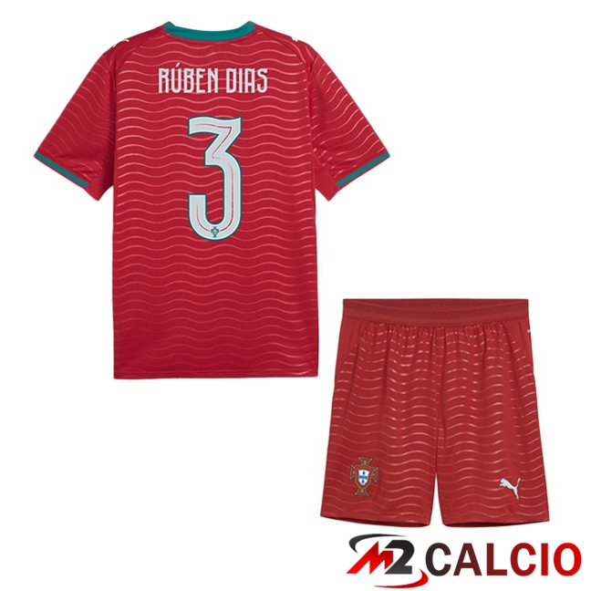 Maglie Calcio Personalizzate,Tute Calcio Squadre,Maglia Nazionale Italiana Calcio | Maglie Calcio Portogallo (Rúben Dias 3) Bambino Prima Rosso 2026/2027