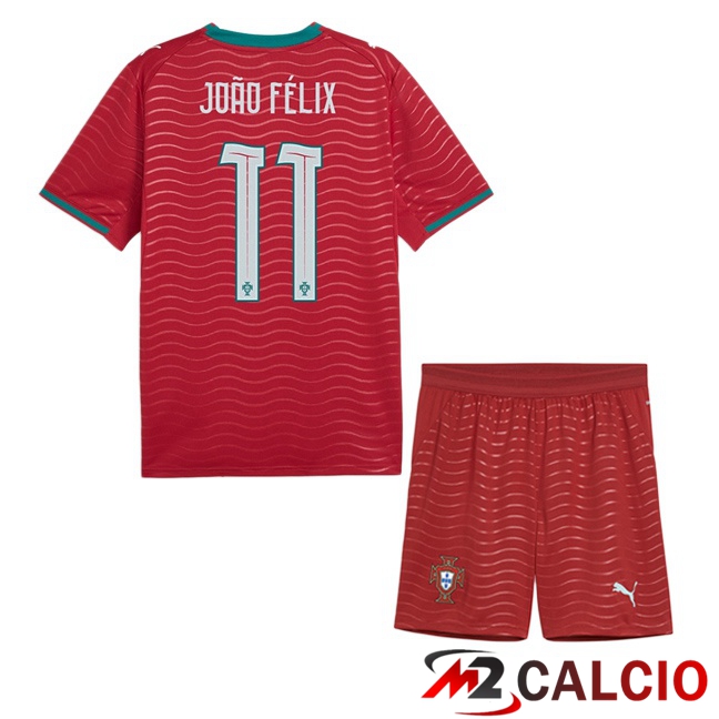 Maglie Calcio Personalizzate,Tute Calcio Squadre,Maglia Nazionale Italiana Calcio | Maglie Calcio Portogallo (João Félix 11) Bambino Prima Rosso 2026/2027
