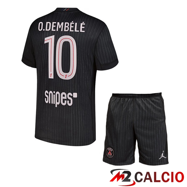 Maglie Calcio Personalizzate,Tute Calcio Squadre,Maglia Nazionale Italiana Calcio | Maglie Calcio Paris PSG (O. Dembélé 10) Bambino Quarto Nero 2025/2026