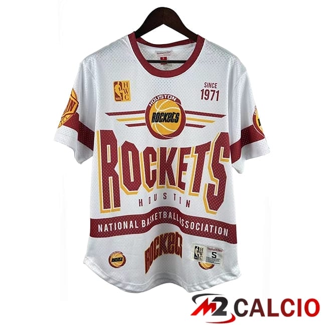 Maglie Houston Rockets Retro 2025/2026 Bianco/Rosso/Giallo