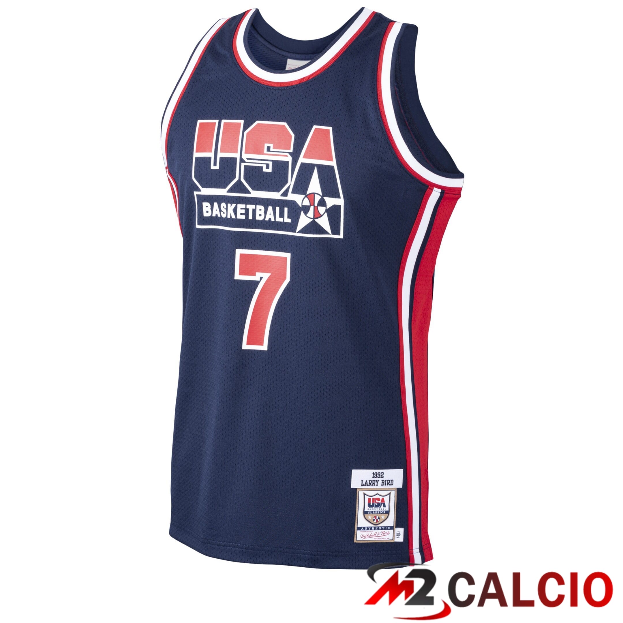 Maglie Usa Dream Team Authentic Hardwood Classics 1992 Di Mitchell & Ness - Blu Navy - Larry Bird