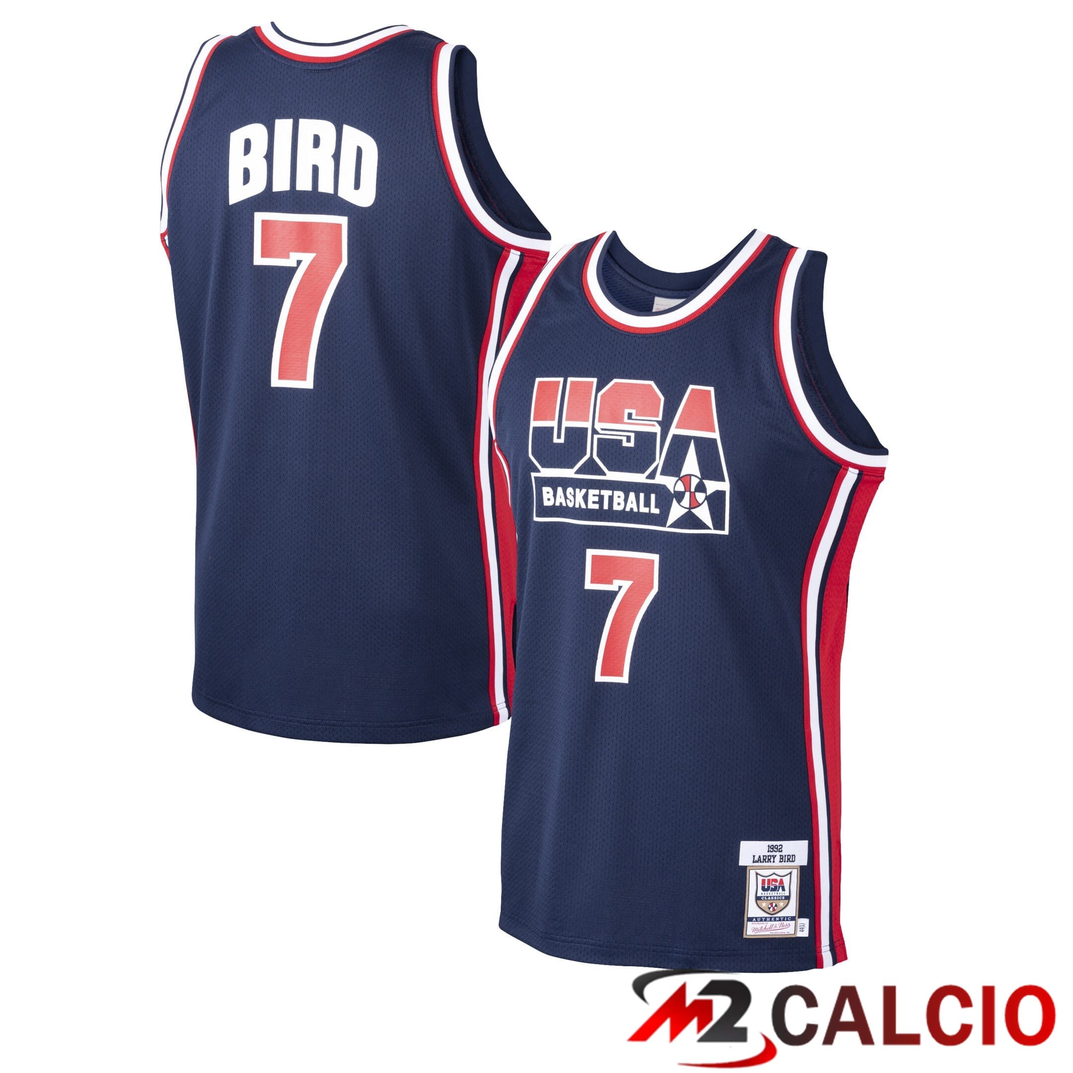 Maglie Usa Dream Team Authentic Hardwood Classics 1992 Di Mitchell & Ness - Blu Navy - Larry Bird