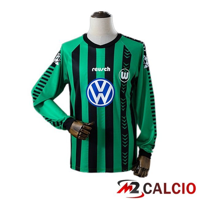 Maglie Calcio Vfl Wolfsburg Retro Seconda Manica Lunga Verde Nero 1995-1996