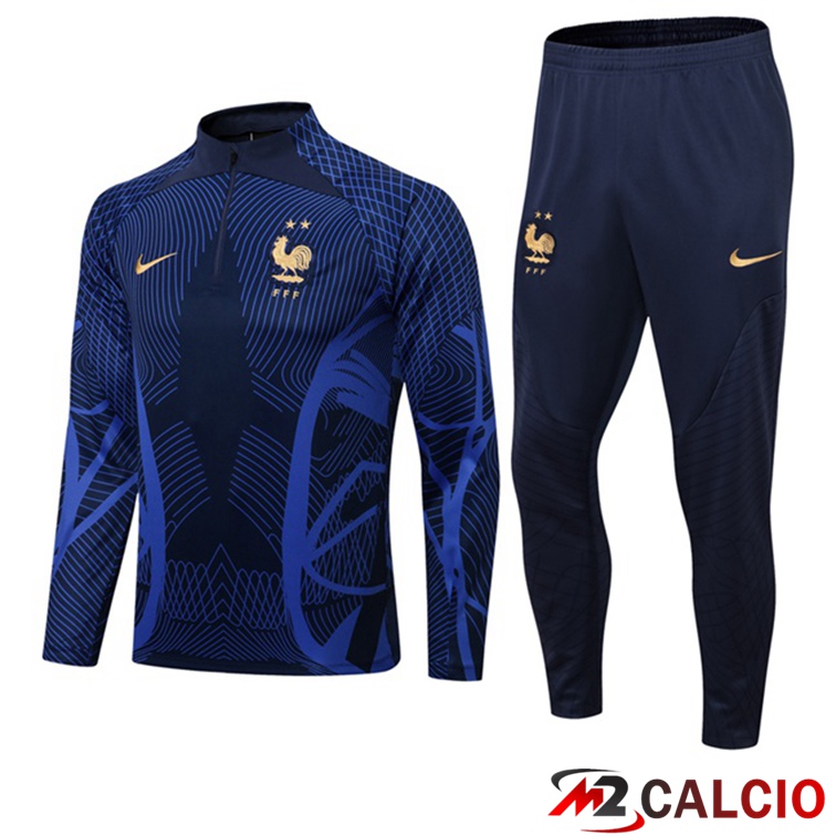 Maglie Calcio Personalizzate,Tute Calcio Squadre,Maglia Nazionale Italiana Calcio | Insieme Tuta Calcio Francia Blu Royal 2022/2023
