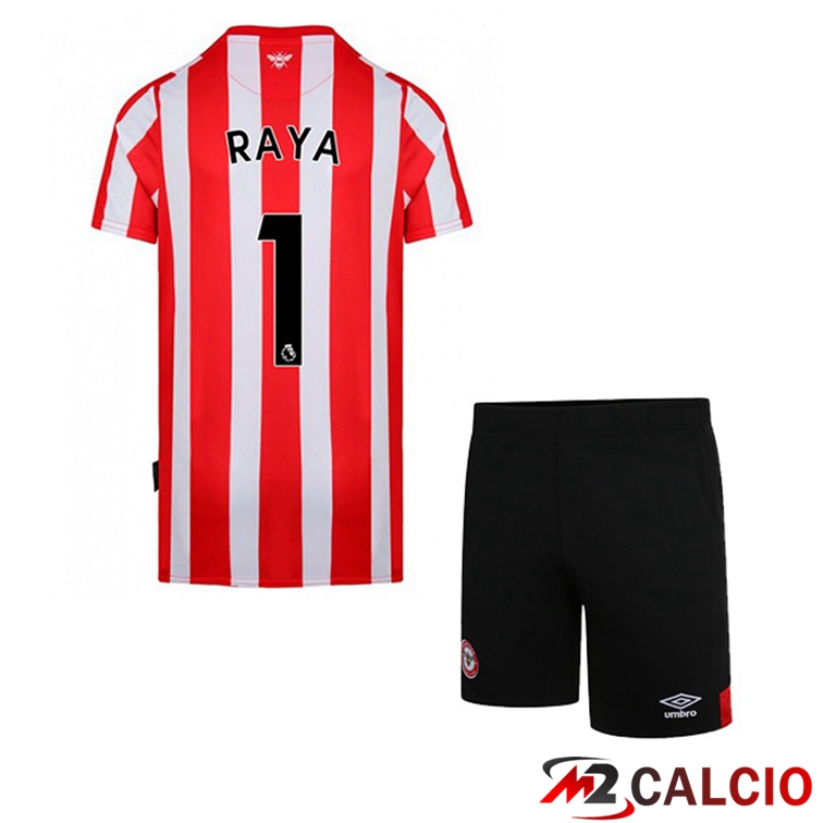 Maglie Calcio Personalizzate,Tute Calcio Squadre,Maglia Nazionale Italiana Calcio | Maglie Calcio Brentford FC (RAYA 1) Bambino Prima Rosso Bianco 2022/2023