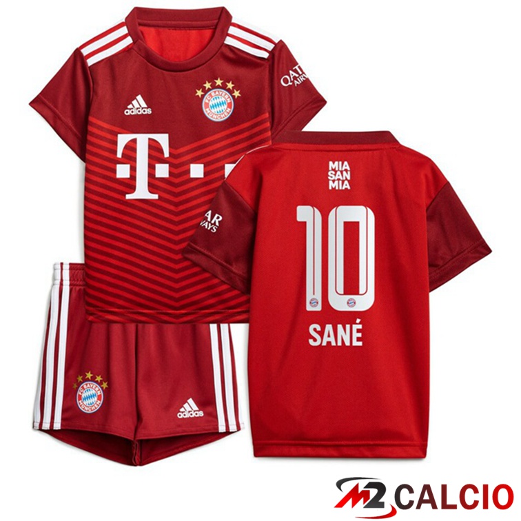 Maglie Calcio Personalizzate,Tute Calcio Squadre,Maglia Nazionale Italiana Calcio | Maglia Bayern Monaco (Sané 10) Bambino Prima Rosso 2021/22