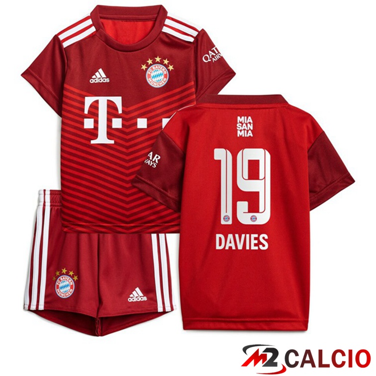 Maglie Calcio Personalizzate,Tute Calcio Squadre,Maglia Nazionale Italiana Calcio | Maglia Bayern Monaco (Davies 19) Bambino Prima Rosso 2021/22