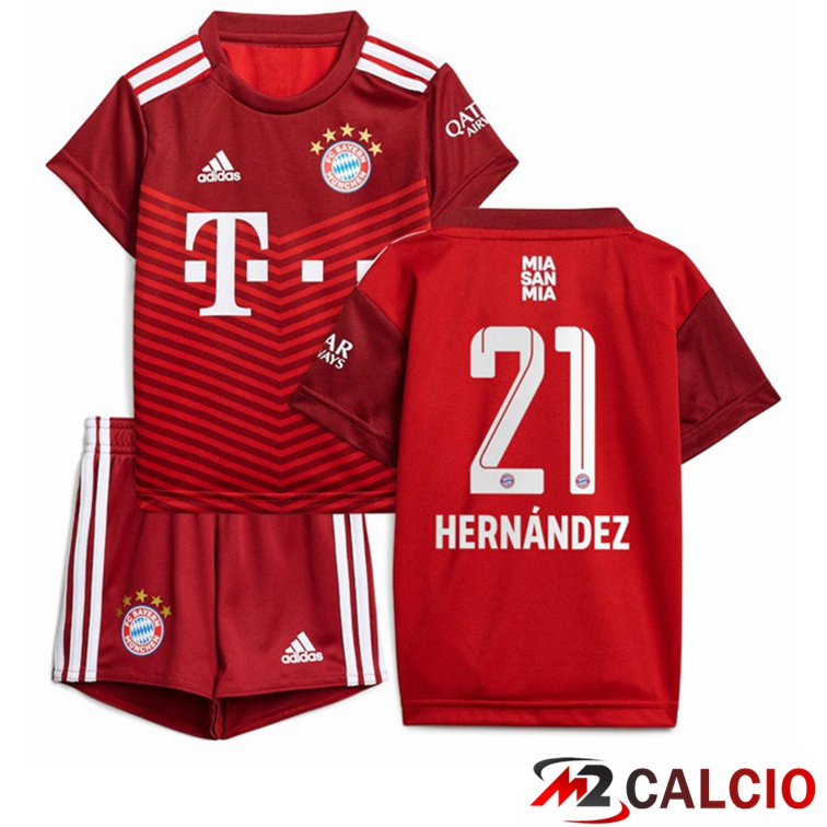 Maglie Calcio Personalizzate,Tute Calcio Squadre,Maglia Nazionale Italiana Calcio | Maglia Bayern Monaco (Hernández 21) Bambino Prima Rosso 2021/22