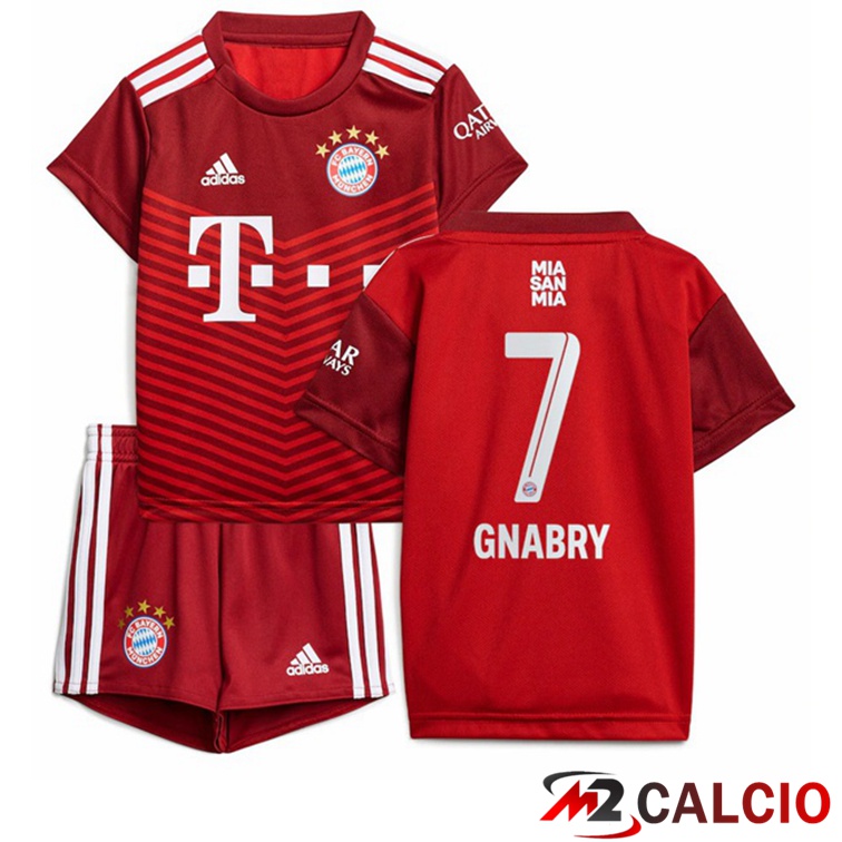 Maglie Calcio Personalizzate,Tute Calcio Squadre,Maglia Nazionale Italiana Calcio | Maglia Bayern Monaco (Gnabry 7) Bambino Prima Rosso 2021/22