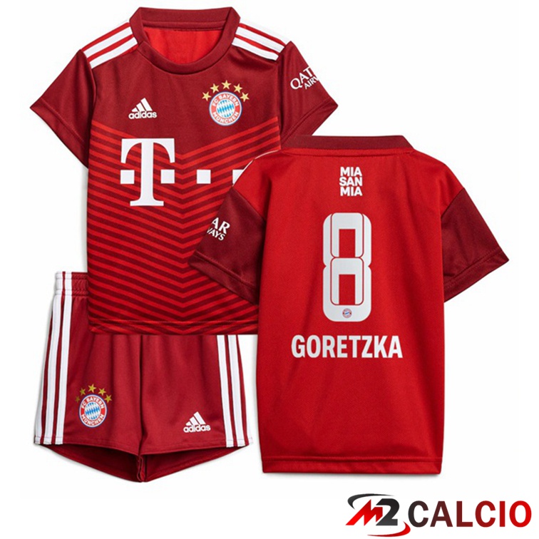 Maglie Calcio Personalizzate,Tute Calcio Squadre,Maglia Nazionale Italiana Calcio | Maglia Bayern Monaco (Goretzka 8) Bambino Prima Rosso 2021/22