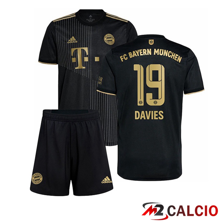 Maglie Calcio Personalizzate,Tute Calcio Squadre,Maglia Nazionale Italiana Calcio | Maglia Bayern Monaco (Davies 19) Bambino Seconda Nero 2021/22