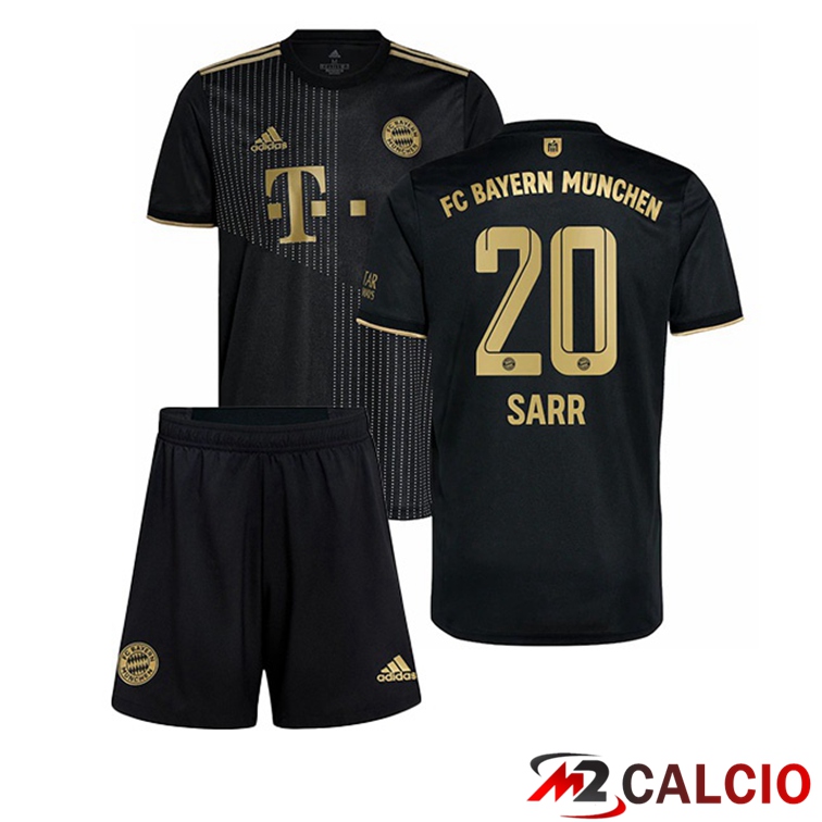 Maglie Calcio Personalizzate,Tute Calcio Squadre,Maglia Nazionale Italiana Calcio | Maglia Bayern Monaco (Sarr 20) Bambino Seconda Nero 2021/22