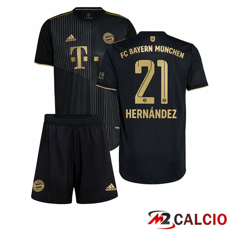 Maglie Calcio Personalizzate,Tute Calcio Squadre,Maglia Nazionale Italiana Calcio | Maglia Bayern Monaco (Hernández 21) Bambino Seconda Nero 2021/22
