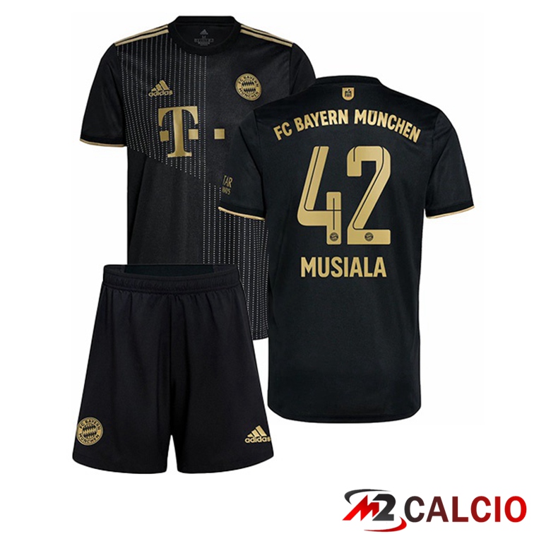 Maglie Calcio Personalizzate,Tute Calcio Squadre,Maglia Nazionale Italiana Calcio | Maglia Bayern Monaco (Musiala 42) Bambino Seconda Nero 2021/22