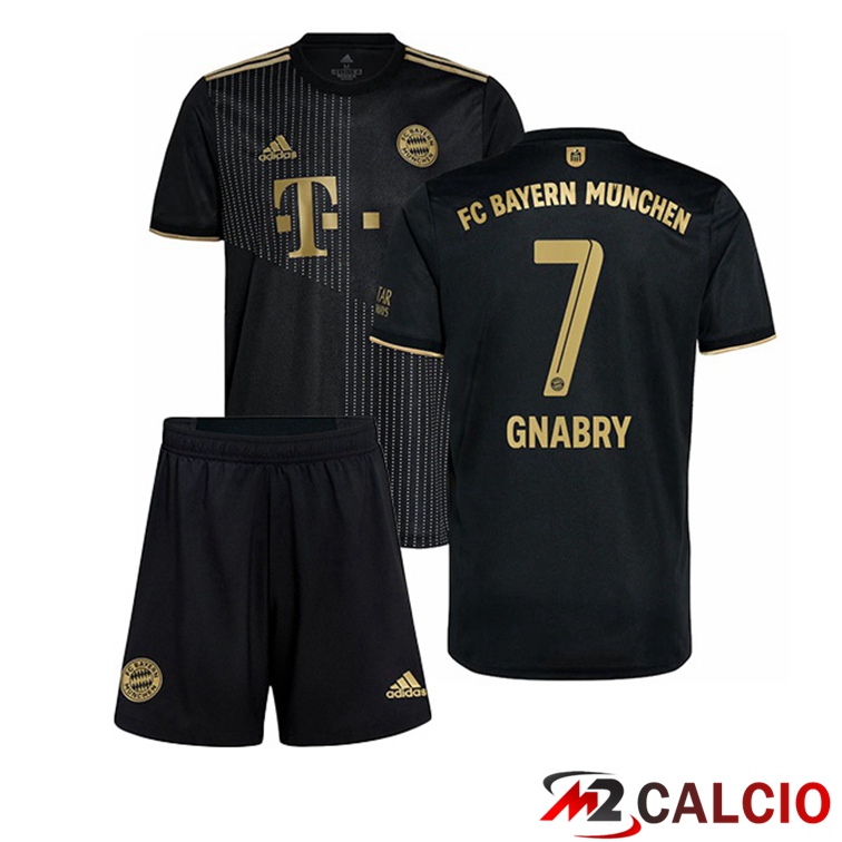 Maglie Calcio Personalizzate,Tute Calcio Squadre,Maglia Nazionale Italiana Calcio | Maglia Bayern Monaco (Gnabry 7) Bambino Seconda Nero 2021/22