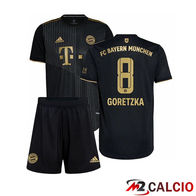 Maglie Calcio Personalizzate,Tute Calcio Squadre,Maglia Nazionale Italiana Calcio | Maglia Bayern Monaco (Goretzka 8) Bambino Seconda Nero 2021/22