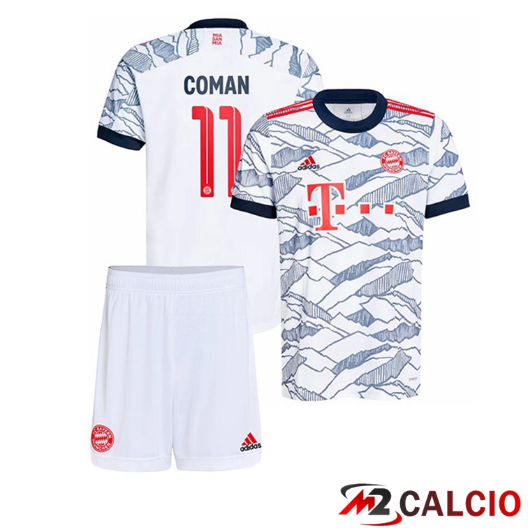 Maglie Calcio Personalizzate,Tute Calcio Squadre,Maglia Nazionale Italiana Calcio | Maglia Bayern Monaco (Coman 11) Bambino Terza Bianco 2021/22